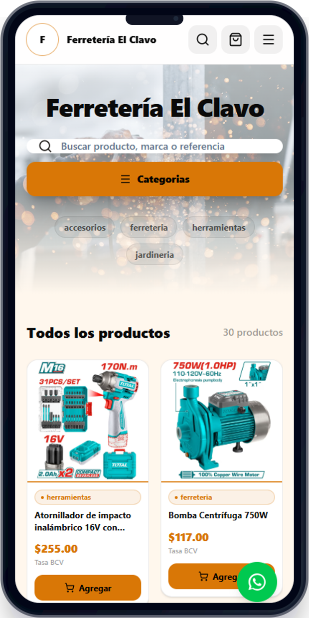 Telefono con demo Ferretería El Clavo
